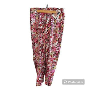 Gemilli Stretch Cropped Pants Floral Cotton/Spandex w/Side Zip Women's Sz 12